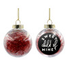 Στολίδι Χριστουγεννιάτικη μπάλα δένδρου διάφανη με κόκκινο γέμισμα 8cm