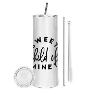 Sweet child of mine!, Eco friendly stainless steel tumbler 600ml, with metal straw & cleaning brush