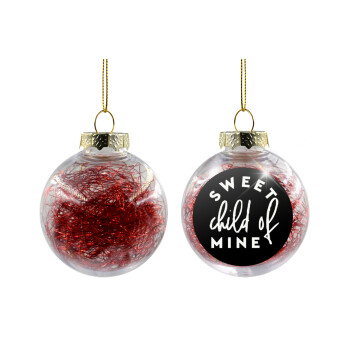 Sweet child of mine!, Χριστουγεννιάτικη μπάλα δένδρου διάφανη με κόκκινο γέμισμα 8cm