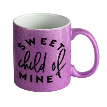 Sweet child of mine!, Κούπα Μωβ Glitter που γυαλίζει, κεραμική, 330ml