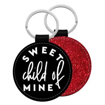 Sweet child of mine!, Μπρελόκ Δερματίνη, στρογγυλό ΚΟΚΚΙΝΟ (5cm)