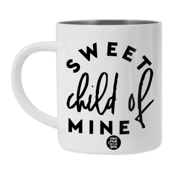 Sweet child of mine!, BIG Mug Stainless steel double wall (450ml, White)