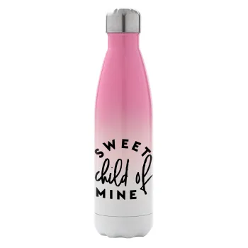 Sweet child of mine!, Μεταλλικό παγούρι θερμός Ροζ/Λευκό (Stainless steel), διπλού τοιχώματος, 500ml