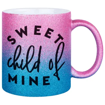 Sweet child of mine!, Κούπα Χρυσή/Μπλε Glitter, κεραμική, 330ml