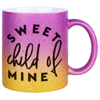 Sweet child of mine!, Κούπα Χρυσή/Ροζ Glitter, κεραμική, 330ml