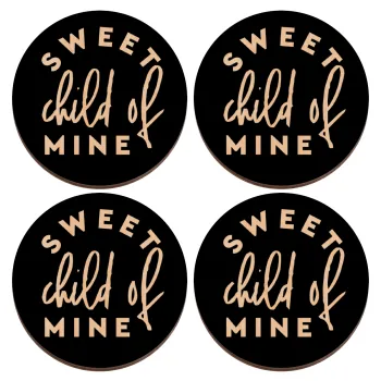 Sweet child of mine!, ΣΕΤ x4 Σουβέρ ξύλινα στρογγυλά plywood (9cm)