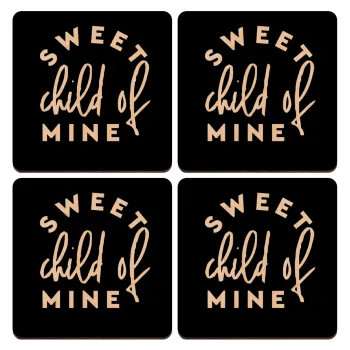 Sweet child of mine!, ΣΕΤ x4 Σουβέρ ξύλινα τετράγωνα plywood (9cm)