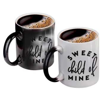 Sweet child of mine!, Color changing magic Mug, ceramic, 330ml when adding hot liquid inside, the black colour desappears (1 pcs)