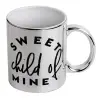 Mug ceramic, silver mirror, 330ml