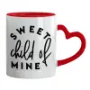 Mug heart red handle, ceramic, 330ml