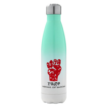 Rage against the machine, Metal mug thermos Green/White (Stainless steel), double wall, 500ml