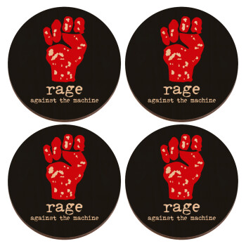 Rage against the machine, ΣΕΤ x4 Σουβέρ ξύλινα στρογγυλά plywood (9cm)