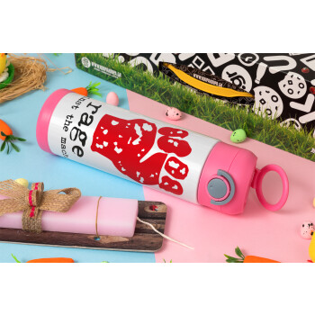 Rage against the machine, Πασχαλινή Λαμπάδα με Παιδικό παγούρι θερμό, ανοξείδωτο, με καλαμάκι ασφαλείας, ΡΟΖ (500ml)