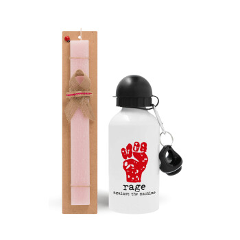 Rage against the machine, Easter Set, metallic aluminum bottle (500ml) & aromatic flat Easter candle (30cm) (PINK)