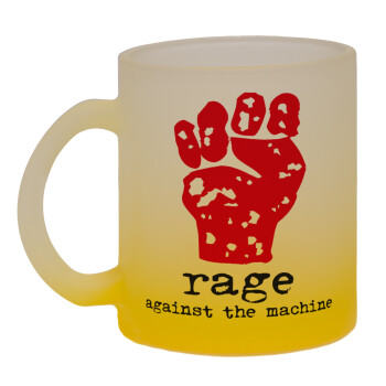 Rage against the machine, Κούπα γυάλινη δίχρωμη με βάση το κίτρινο ματ, 330ml