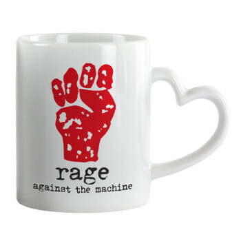 Rage against the machine, Κούπα καρδιά χερούλι λευκή, κεραμική, 330ml