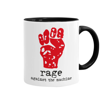 Rage against the machine, Κούπα χρωματιστή μαύρη, κεραμική, 330ml