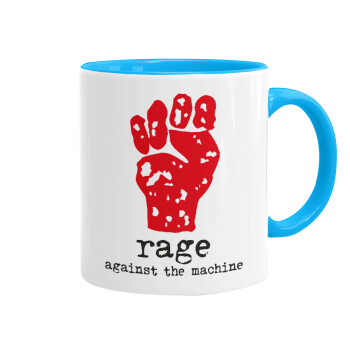Rage against the machine, Mug colored light blue, ceramic, 330ml