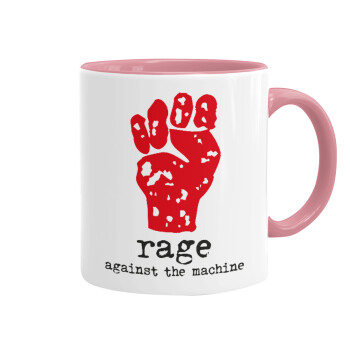 Rage against the machine, Κούπα χρωματιστή ροζ, κεραμική, 330ml