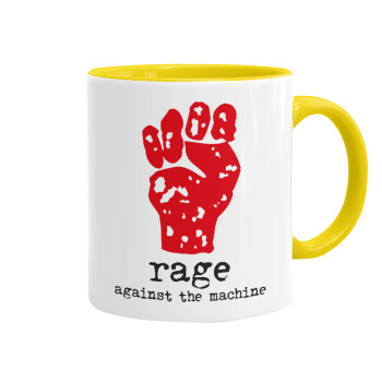 Rage against the machine, Κούπα χρωματιστή κίτρινη, κεραμική, 330ml