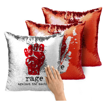 Rage against the machine, Μαξιλάρι καναπέ Μαγικό Κόκκινο με πούλιες 40x40cm περιέχεται το γέμισμα