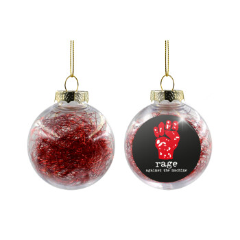 Rage against the machine, Transparent Christmas tree ball ornament with red filling 8cm
