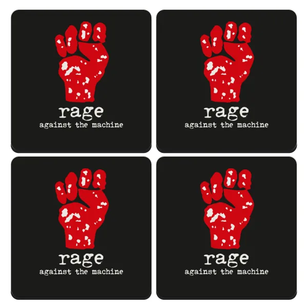 Rage against the machine — Σουβέρ ξύλινα τετράγωνα (9cm)