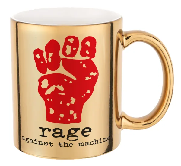 Rage against the machine — Κούπα κεραμική, χρυσή καθρέπτης, 330ml
