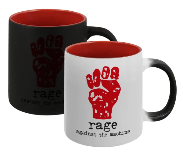 Rage against the machine — Κούπα Μαγική εσωτερικό κόκκινο, κεραμική, 330ml που αλλάζει χρώμα με το ζεστό ρόφημα