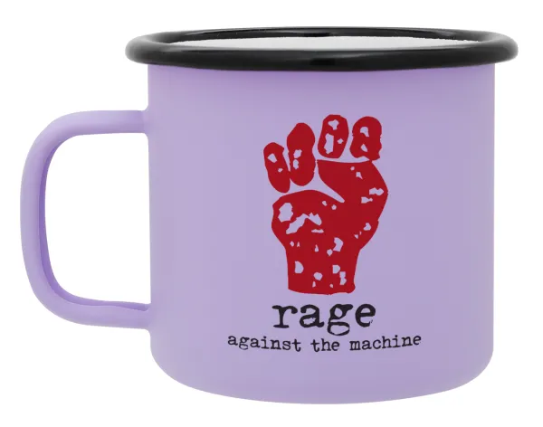 Rage against the machine — Metal enamel mug, matte light pastel purple, 360ml