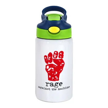Rage against the machine, Παιδικό παγούρι θερμό, ανοξείδωτο, με καλαμάκι ασφαλείας, πράσινο/μπλε (350ml)