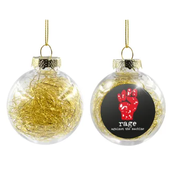 Rage against the machine, Transparent Christmas tree ball ornament with gold filling 8cm