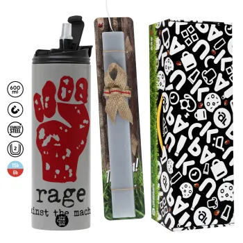 Rage against the machine, Easter candle with Grey Tumbler Thermo 600ml & aromatic flat candle (30cm) (GREY)