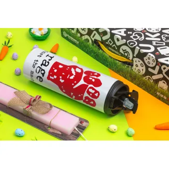 Rage against the machine, Easter candle,Travel Tumbler 2 Lids, with metal straw & cleaning brush & aromatic flat candle (30cm) (PINK)