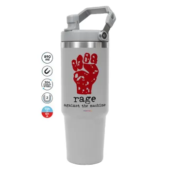 Rage against the machine, GREY color, 890ml (30oz) stainless Steel Tumbler with Handle