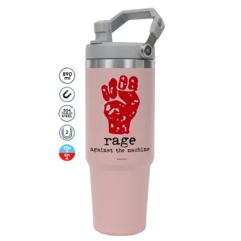Rage against the machine, Pink color, 890ml (30oz) stainless Steel Tumbler with Handle