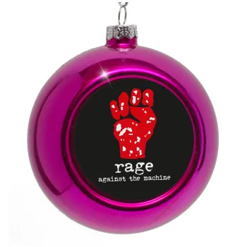 Rage against the machine, Purple Christmas tree ornament bauble 8cm