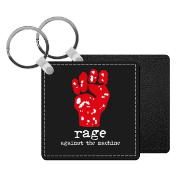 Rage against the machine, Μπρελόκ Δερματίνη, τετράγωνο ΜΑΥΡΟ (5x5cm)