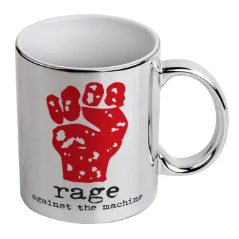 Rage against the machine, Mug ceramic, silver mirror, 330ml