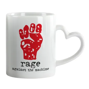 Rage against the machine, Κούπα καρδιά χερούλι λευκή, κεραμική, 330ml