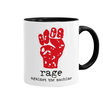 Rage against the machine, Κούπα χρωματιστή μαύρη, κεραμική, 330ml