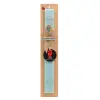 Easter Set, wooden keychain & aromatic flat Easter candle (30cm) (TURQUOISE)