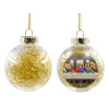 Transparent Christmas tree ball ornament with gold filling 8cm