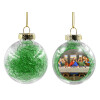 Transparent Christmas tree ball ornament with green filling 8cm
