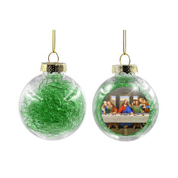 The Last Supper, Transparent Christmas tree ball ornament with green filling 8cm