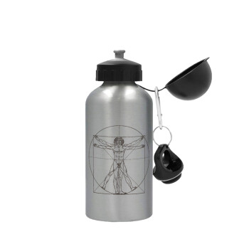 Leonardo da vinci Vitruvian Man, Metallic water jug, Silver, aluminum 500ml
