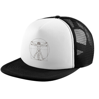 Leonardo da vinci Vitruvian Man, Καπέλο Soft Trucker με Δίχτυ Black/White 
