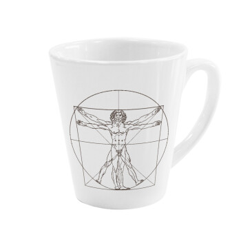 Leonardo da vinci Vitruvian Man, Κούπα Latte Λευκή, κεραμική, 300ml