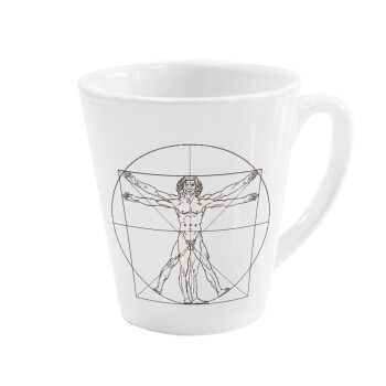 Leonardo da vinci Vitruvian Man, Κούπα κωνική Latte Λευκή, κεραμική, 300ml