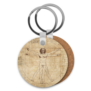 Leonardo da vinci Vitruvian Man, Μπρελόκ Ξύλινο στρογγυλό MDF Φ5cm